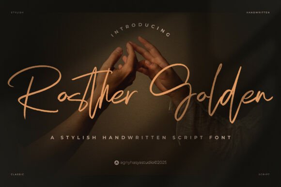 Rosther Golden Font for Handmade Crafts and Labels